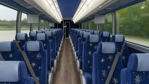 evansville 55 passenger charter bus inside