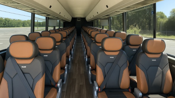 evansville 56 passenger charter bus inside